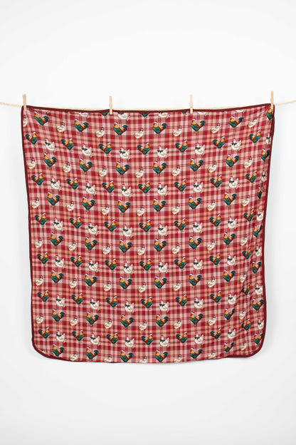 Christmas Chicken Plaid Kids Bamboo Blanket