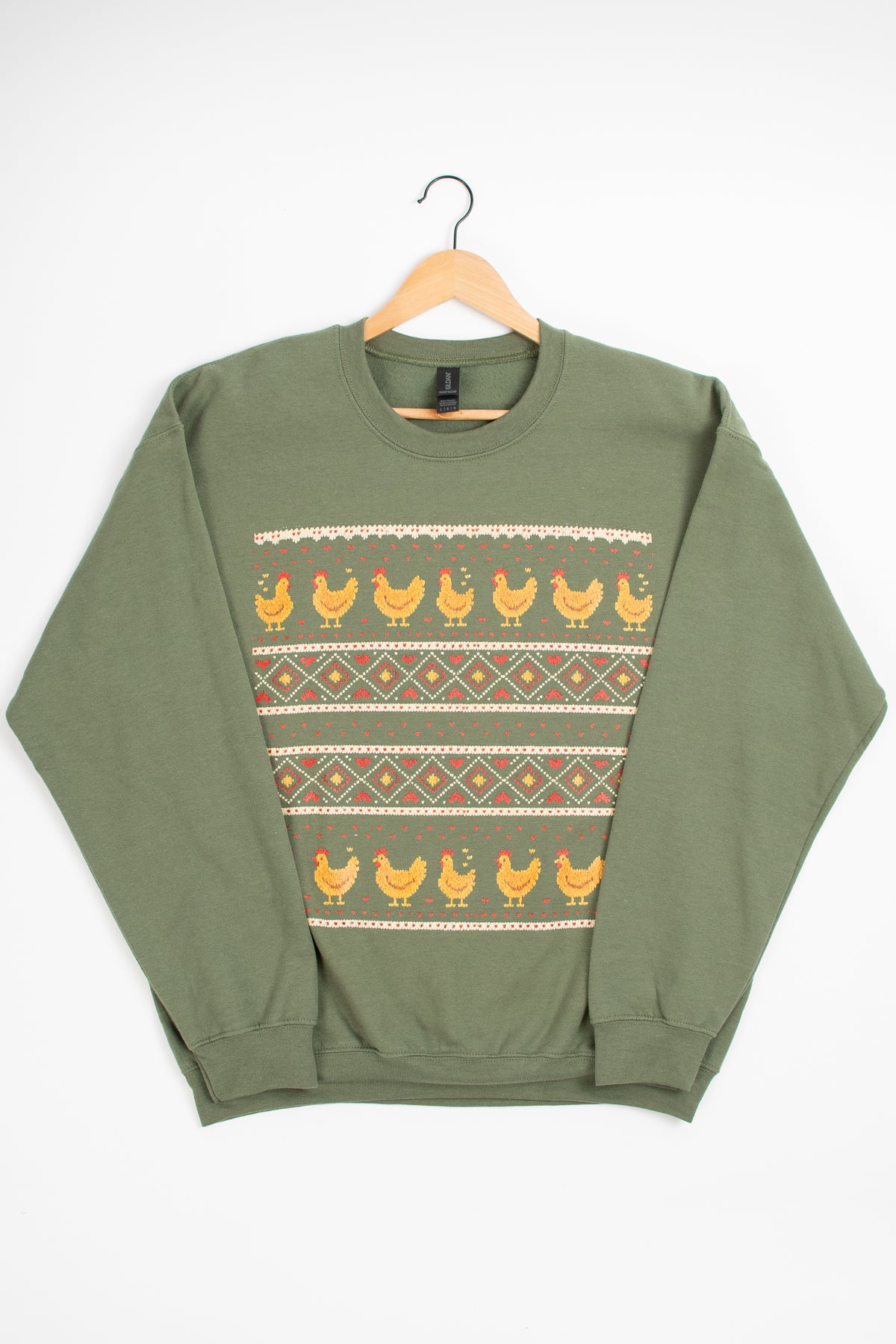 Christmas Chicken Sweater Pattern Crewneck