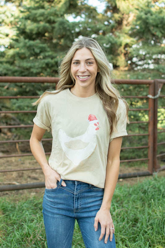 Christmas Chicken Tan Tee