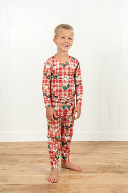 Christmas Chicken Plaid Toddler/Youth Pajama Set *PREORDER*