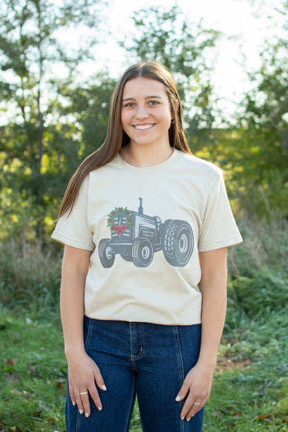 Christmas Tractor Adult T-Shirt