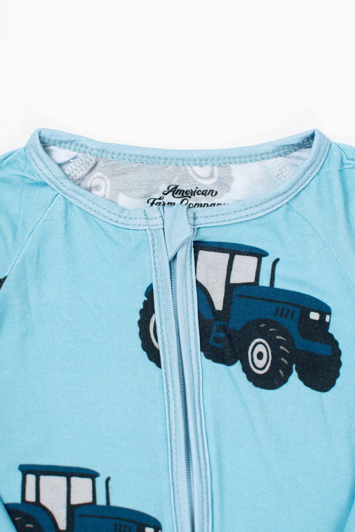 Classic Blue Tractor Baby Bamboo Zippy