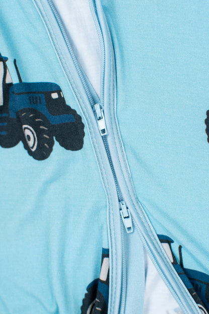 Classic Blue Tractor Baby Bamboo Zippy