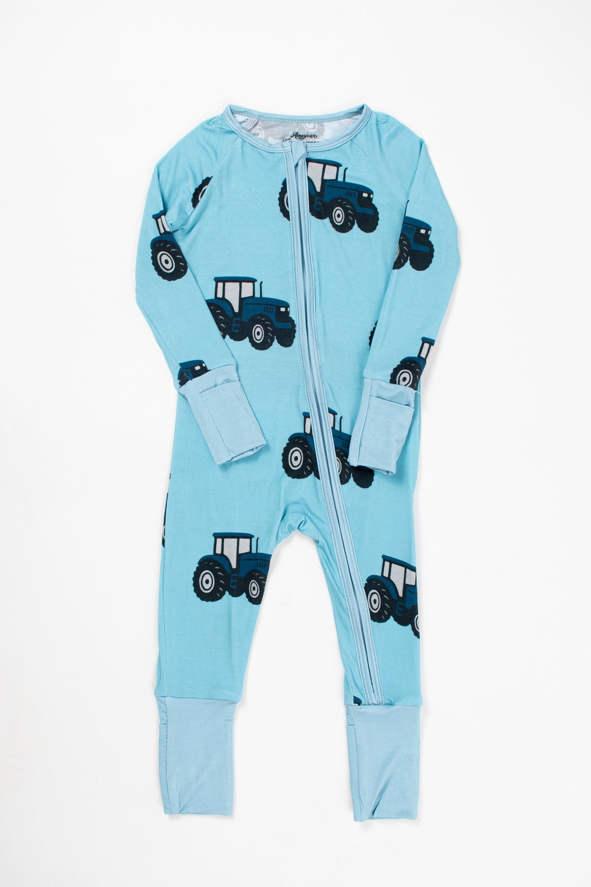 Classic Blue Tractor Baby Bamboo Zippy
