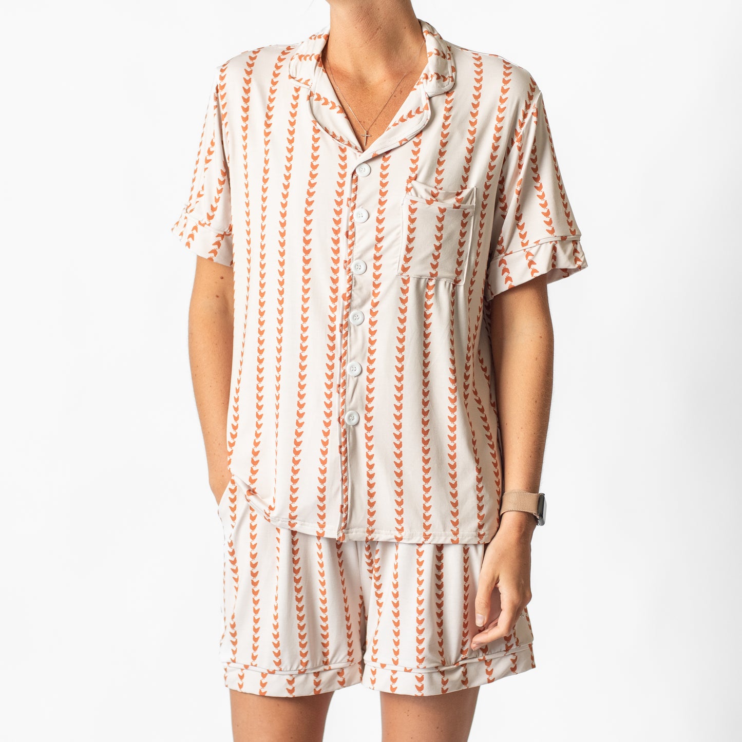 Classic Chicken Stripe Adult Bamboo Pajama Set