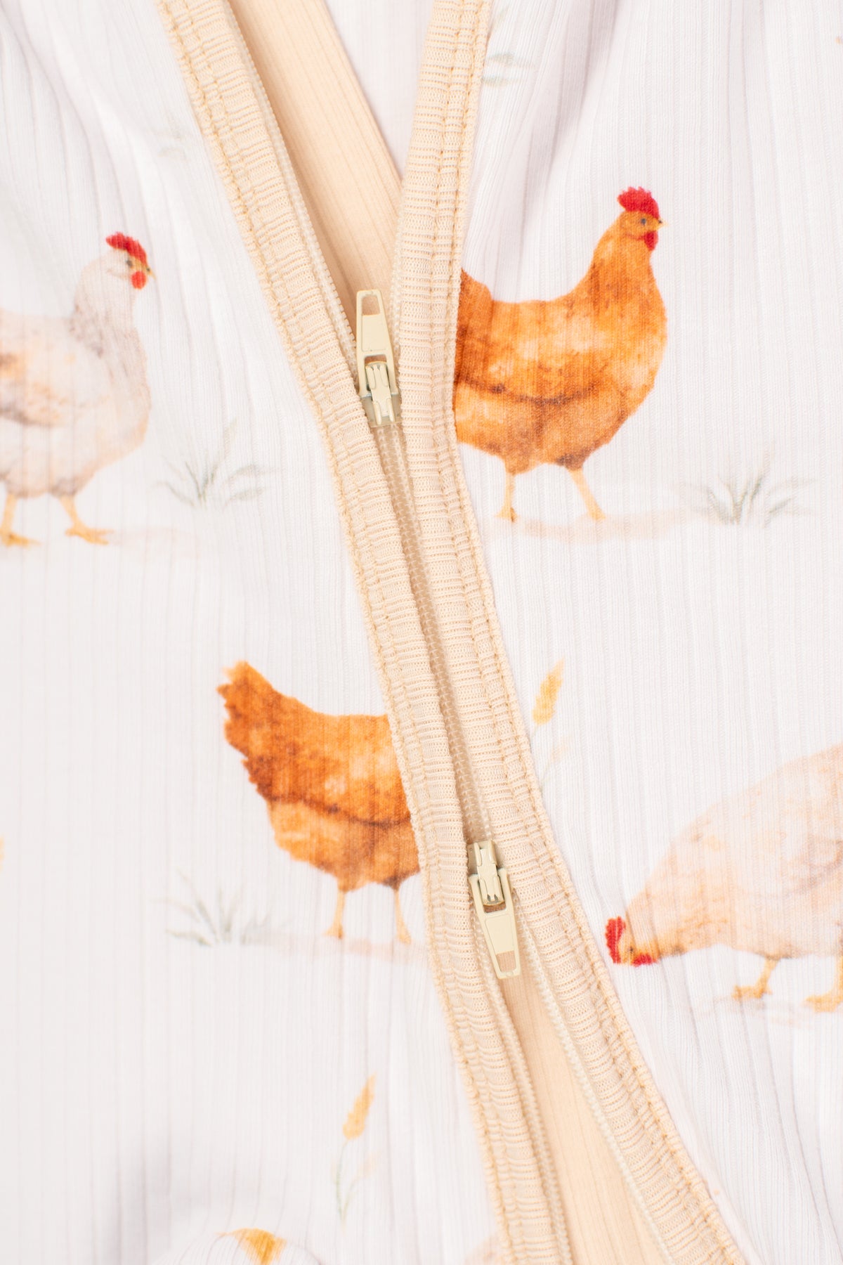 Classic Chickens Baby Ribbed Cotton Zippy