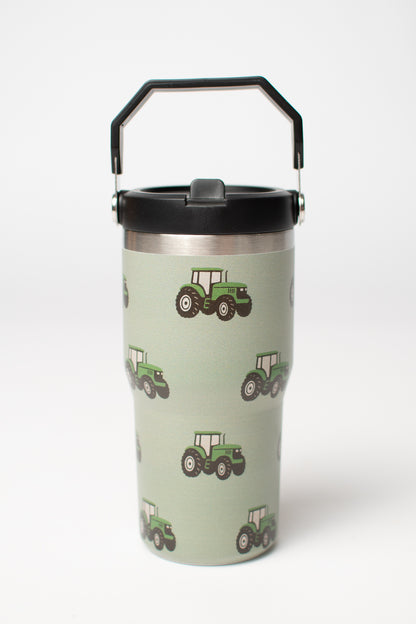 Classic Green Tractor 20oz Kids Bucket Handle Tumbler