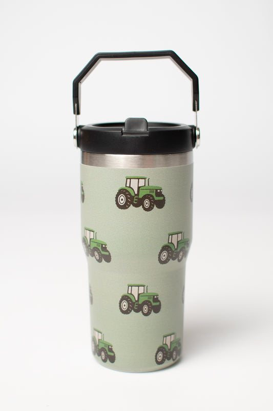 Classic Green Tractor 20oz Kids Bucket Handle Tumbler