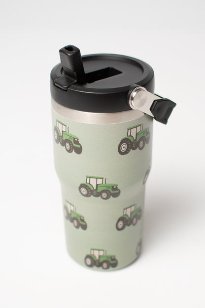 Classic Green Tractor 20oz Kids Bucket Handle Tumbler