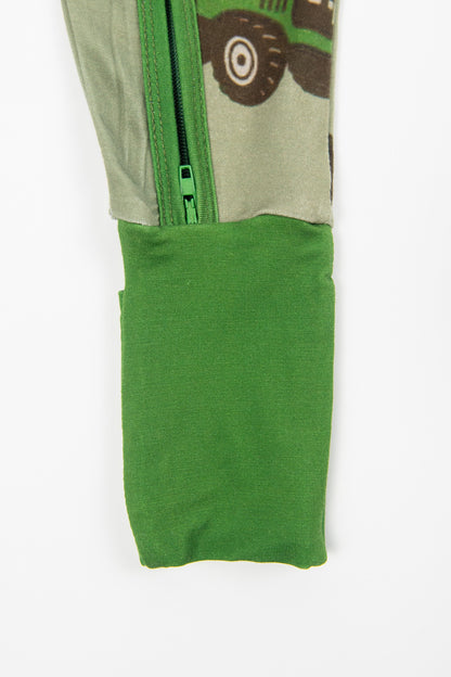 Classic Green Tractor Baby Bamboo Zippy