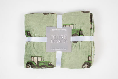 Classic Green Tractor Plush Blanket