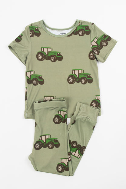 Classic Green Tractor Toddler/Youth Bamboo Pajama Set