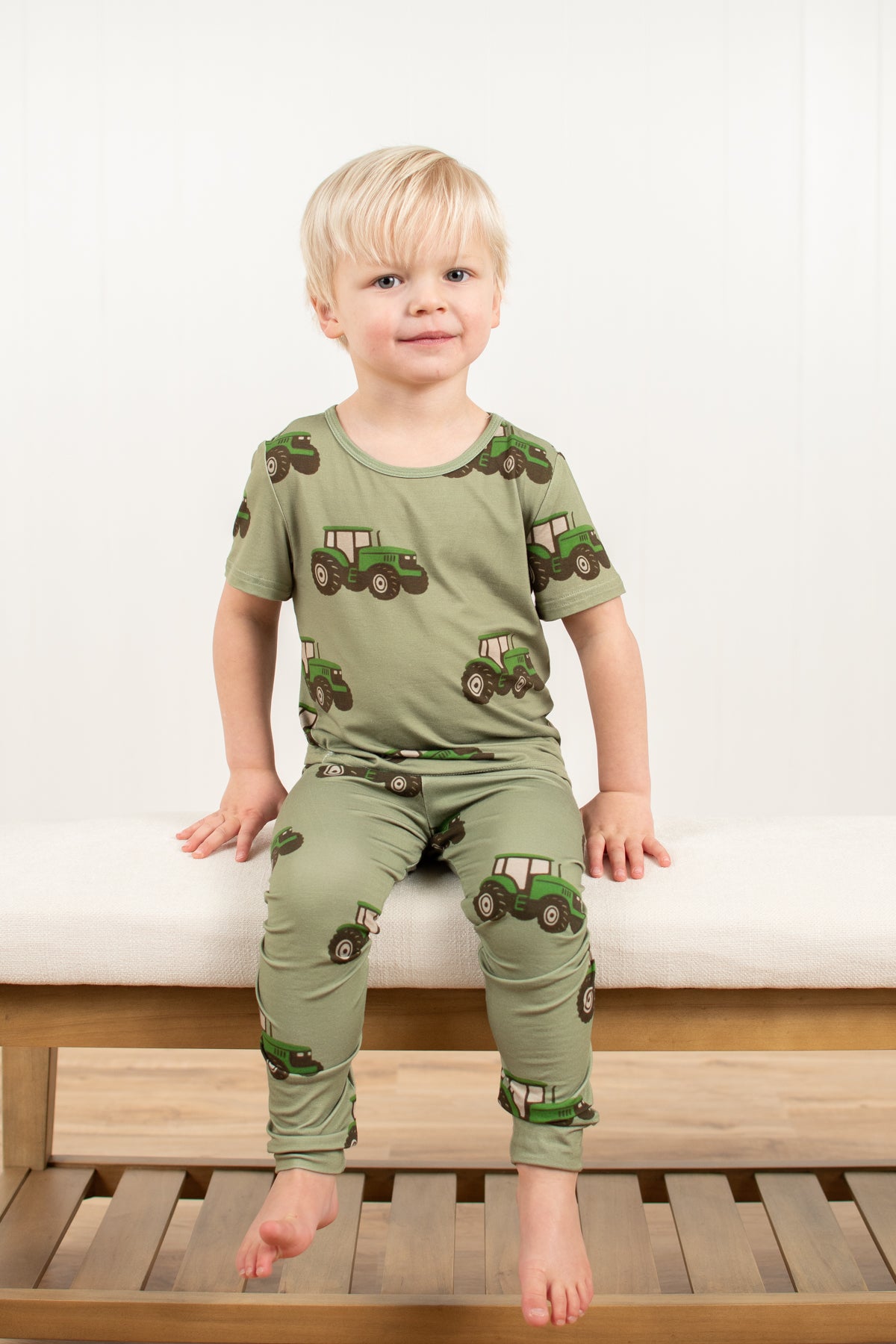 Classic Green Tractor Toddler/Youth Bamboo Pajama Set