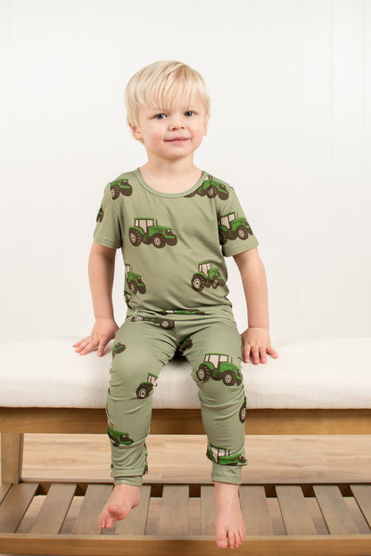 Classic Green Tractor Toddler/Youth Bamboo Pajama Set