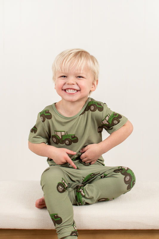 Classic Green Tractor Toddler/Youth Bamboo Pajama Set