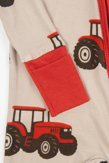Classic Red Tractor Baby Bamboo Zippy