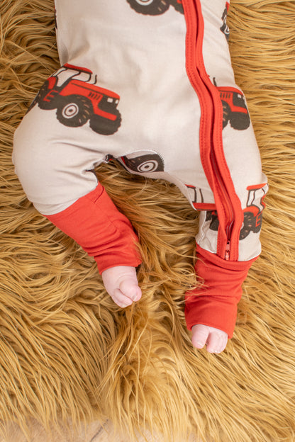 Classic Red Tractor Baby Bamboo Zippy