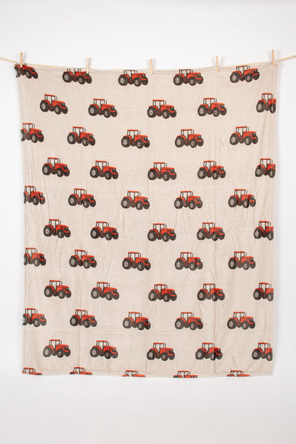 Classic Red Tractor Plush Blanket