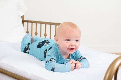 Classic Blue Tractor Baby Bamboo Zippy