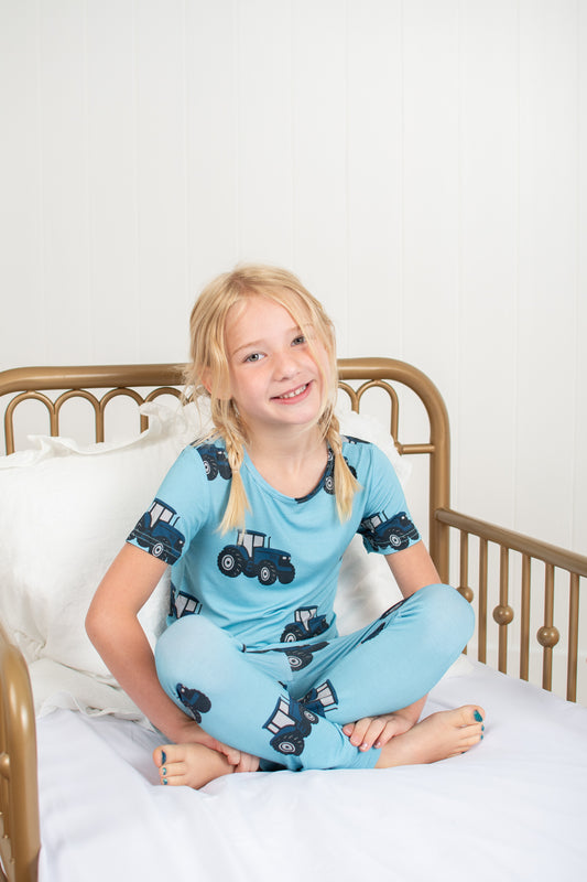 Classic Blue Tractor Toddler/Youth Bamboo Pajama Set