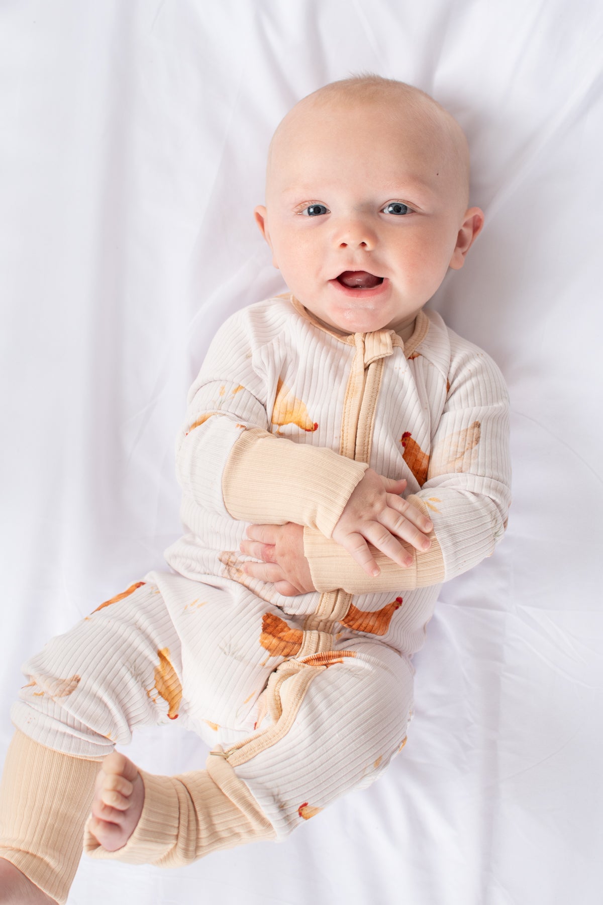 Classic Chickens Baby Ribbed Cotton Zippy