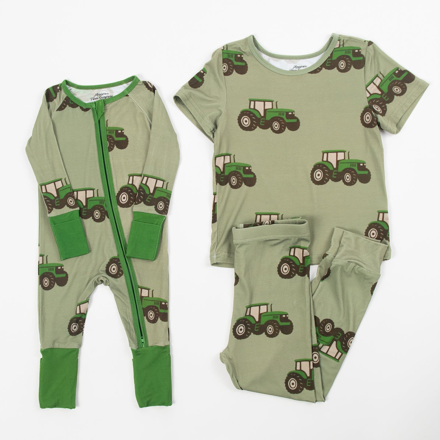 Classic Green Tractor Toddler/Youth Bamboo Pajama Set