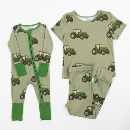 Classic Green Tractor Toddler/Youth Bamboo Pajama Set