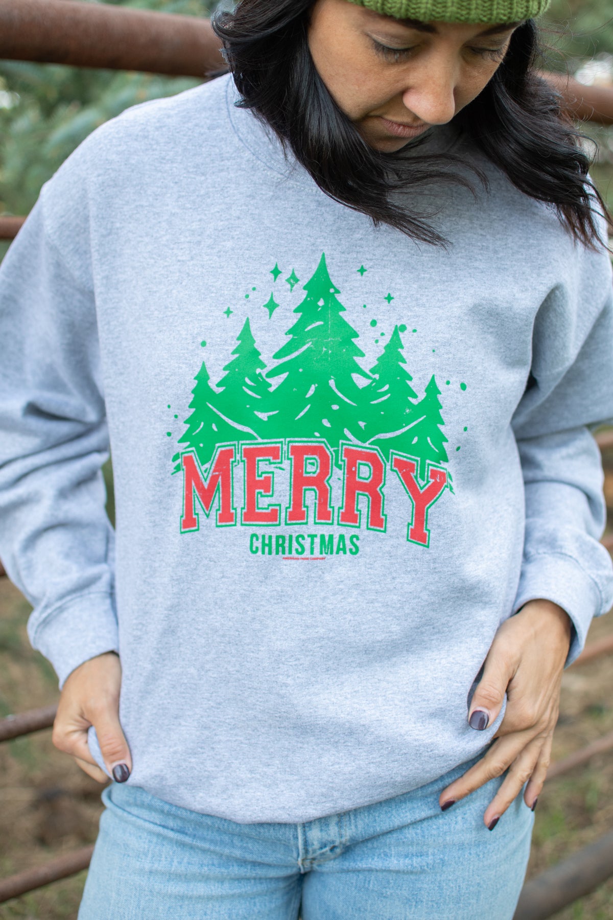 Classic 'Merry Christmas' Grey Crewneck
