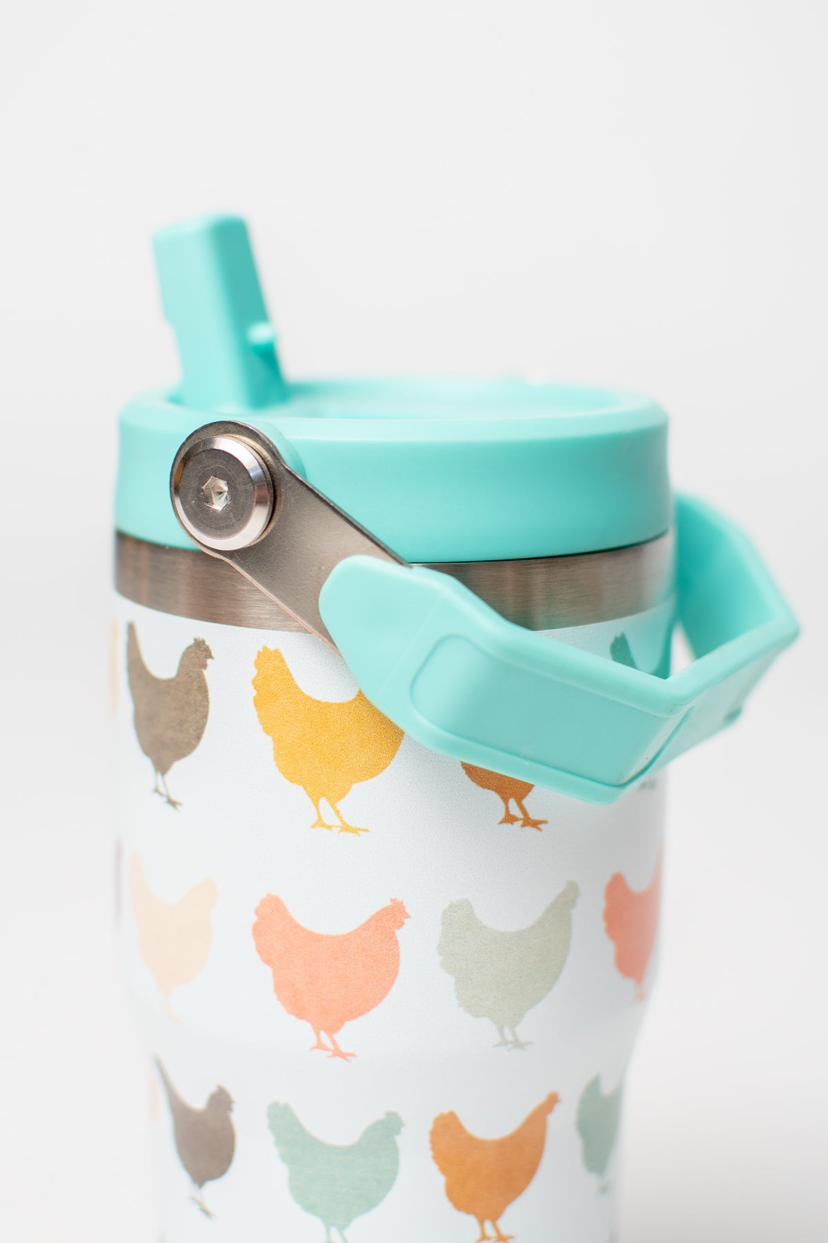 Colorful Chickens 20oz Kids Bucket Handle Tumbler