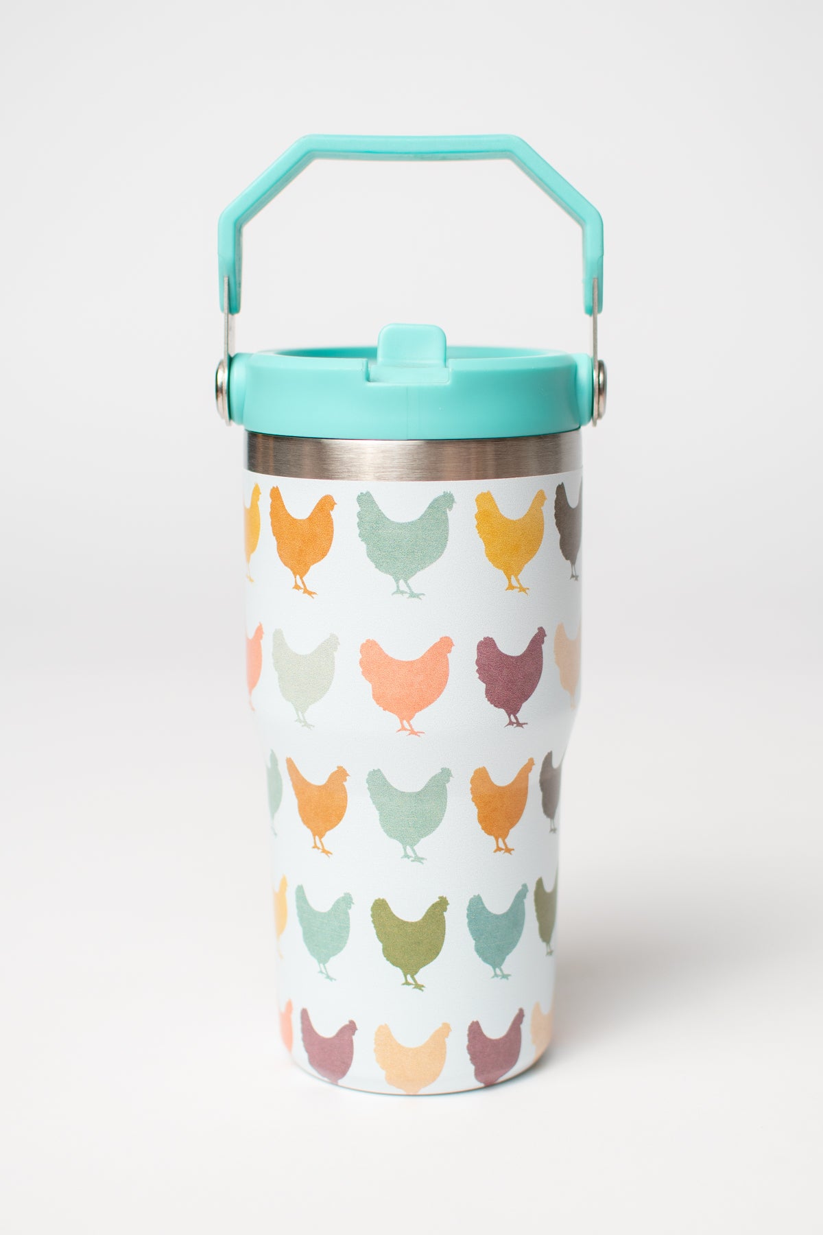 Colorful Chickens 20oz Kids Bucket Handle Tumbler