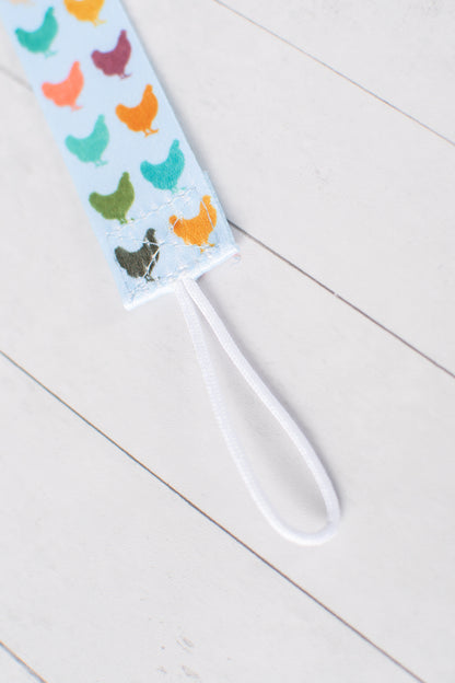 Colorful Chickens Paci Clip