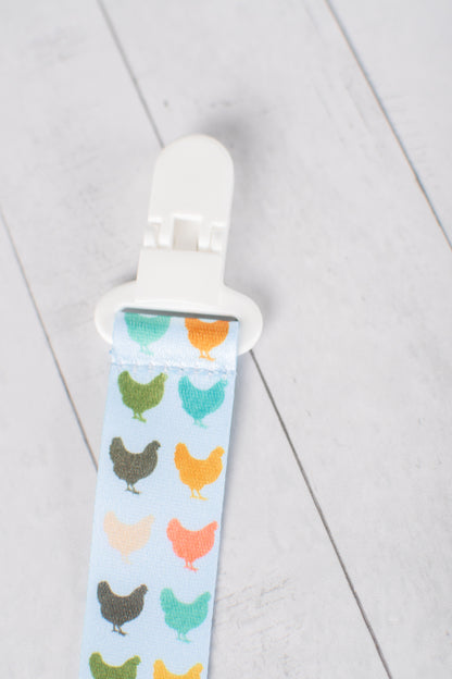 Colorful Chickens Paci Clip