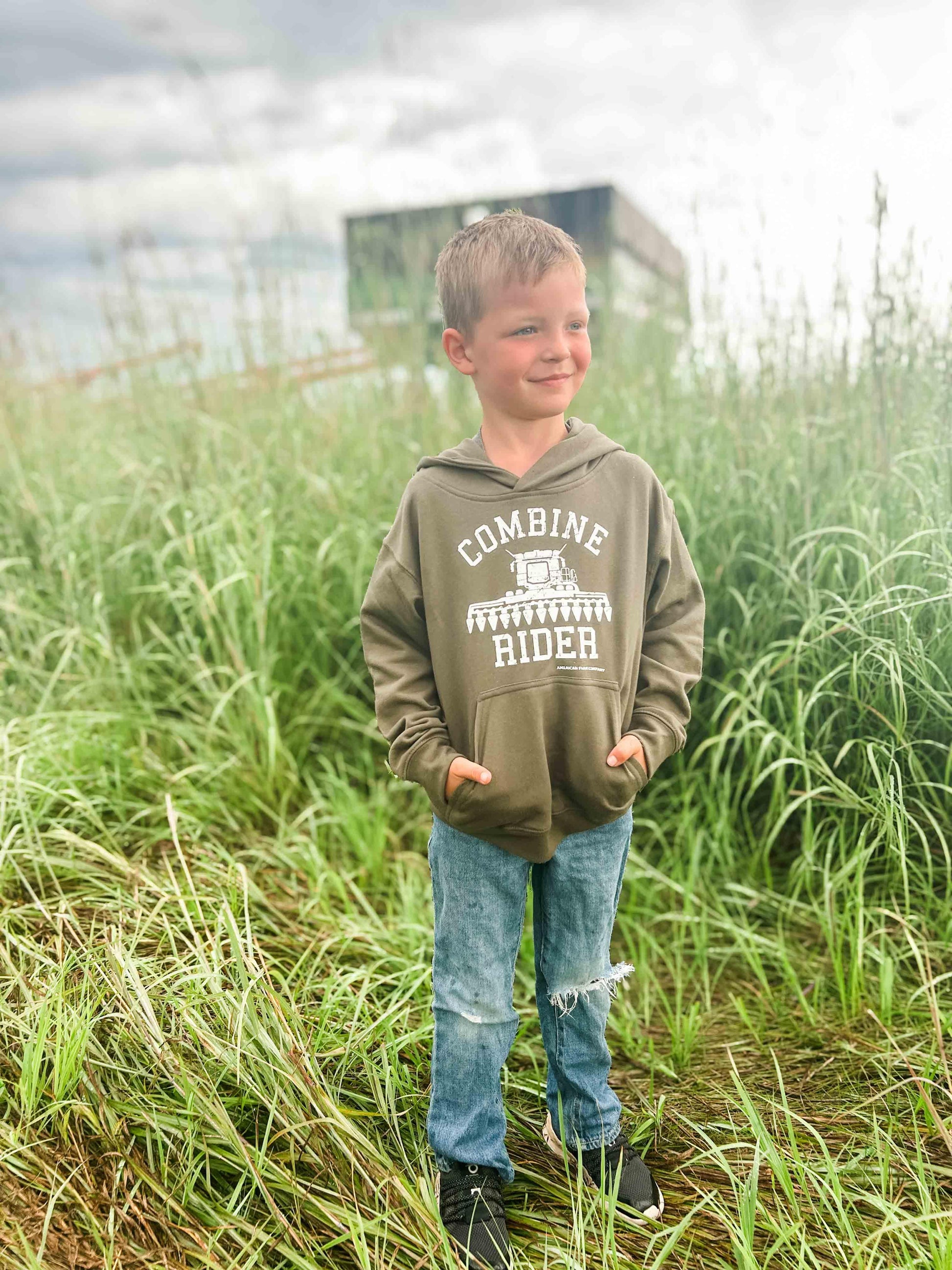 Combine Rider Olive Toddler/Youth Hoodie - American Farm Company