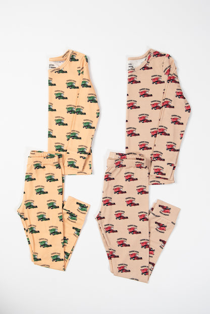 Red Combine Rider Toddler/Youth Bamboo Pajama Set