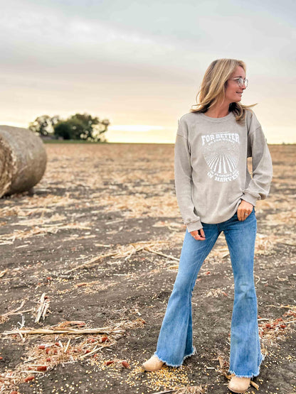 For Better or For Worse Tan Corded Crewneck - American Farm Company