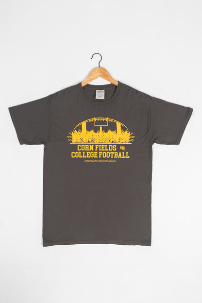 Cornfields And College Football Washed Black Tee