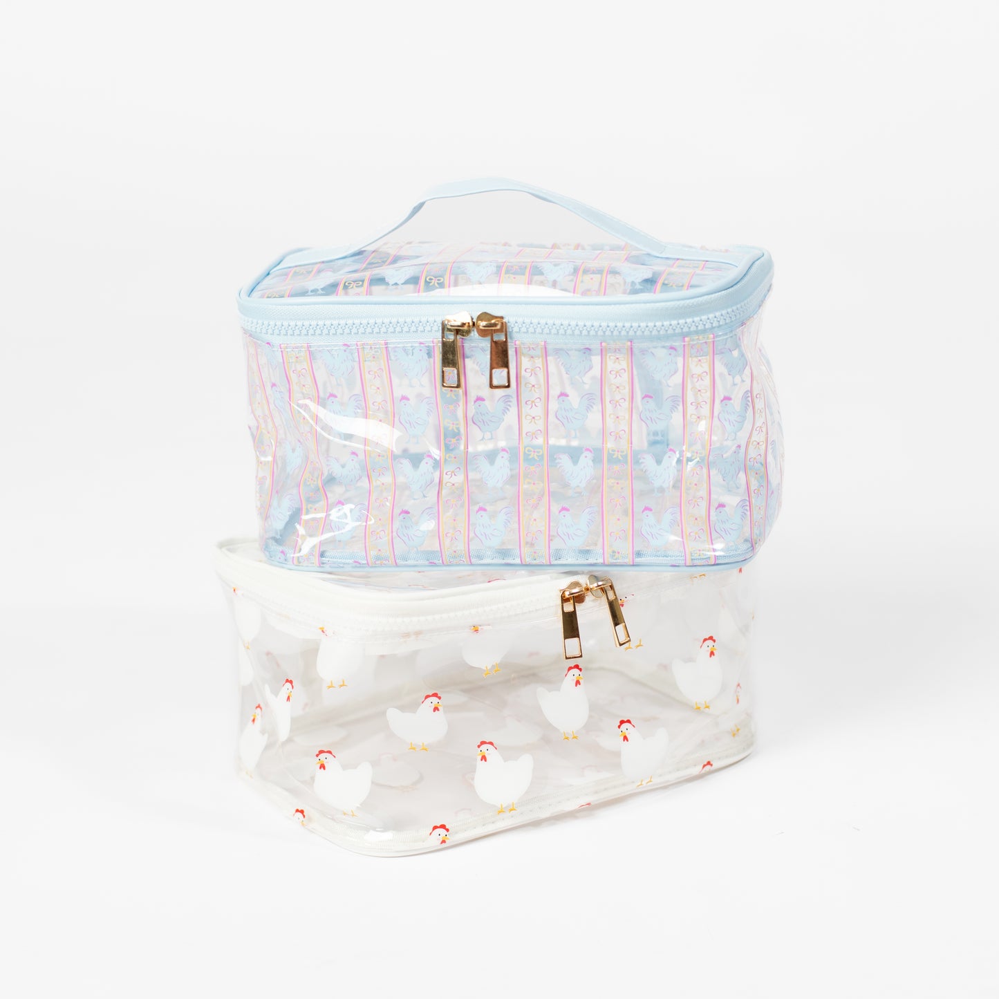 White Chicken Clear Cosmetic Bag - Big