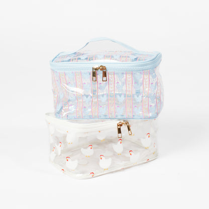 White Chicken Clear Cosmetic Bag - Big