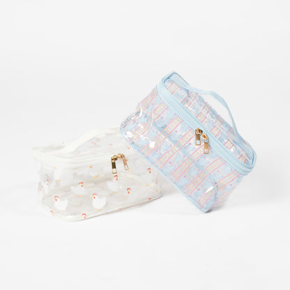 White Chicken Clear Cosmetic Bag - Big