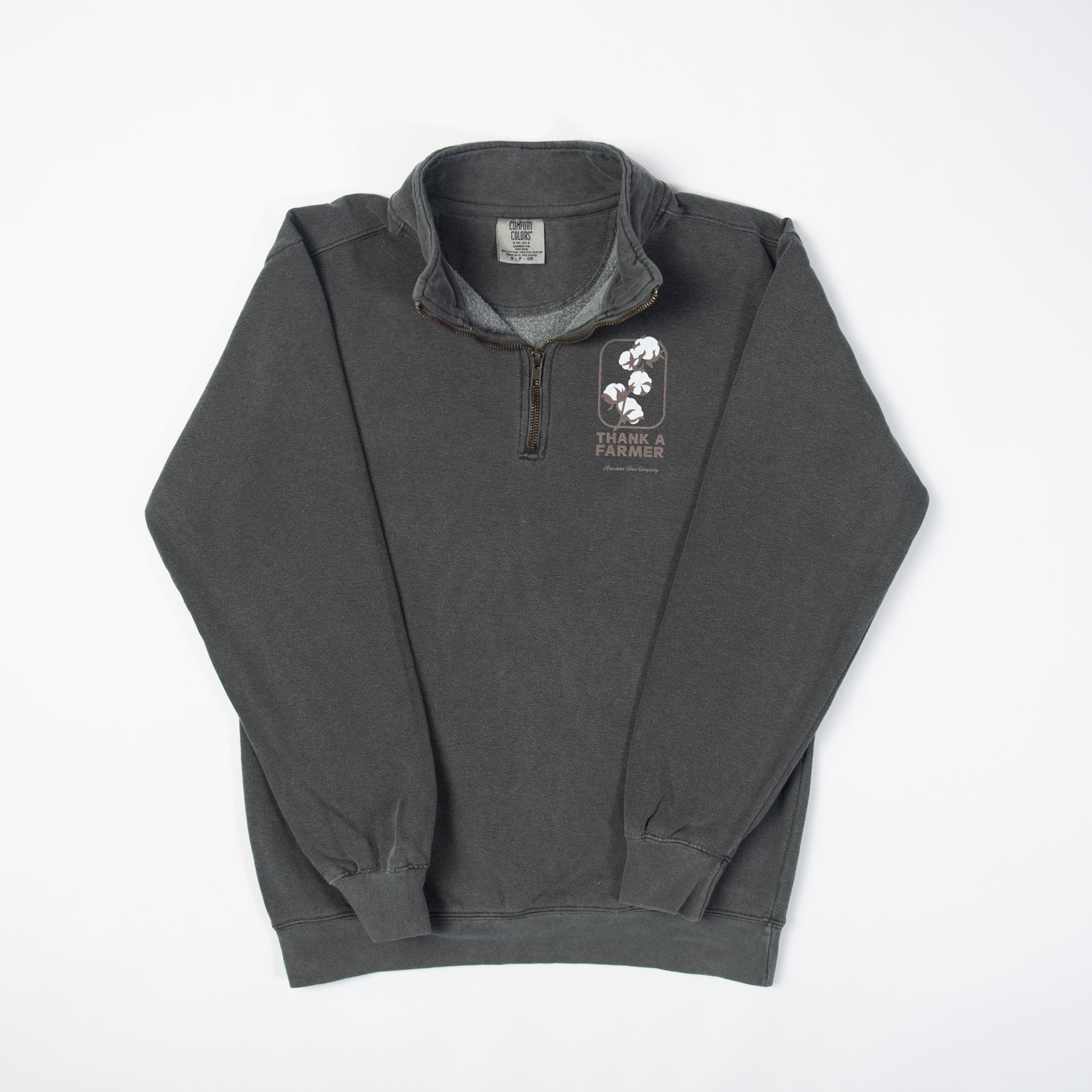 Cotton 'Thank A Farmer' Charcoal 1/4 Zip - American Farm Company