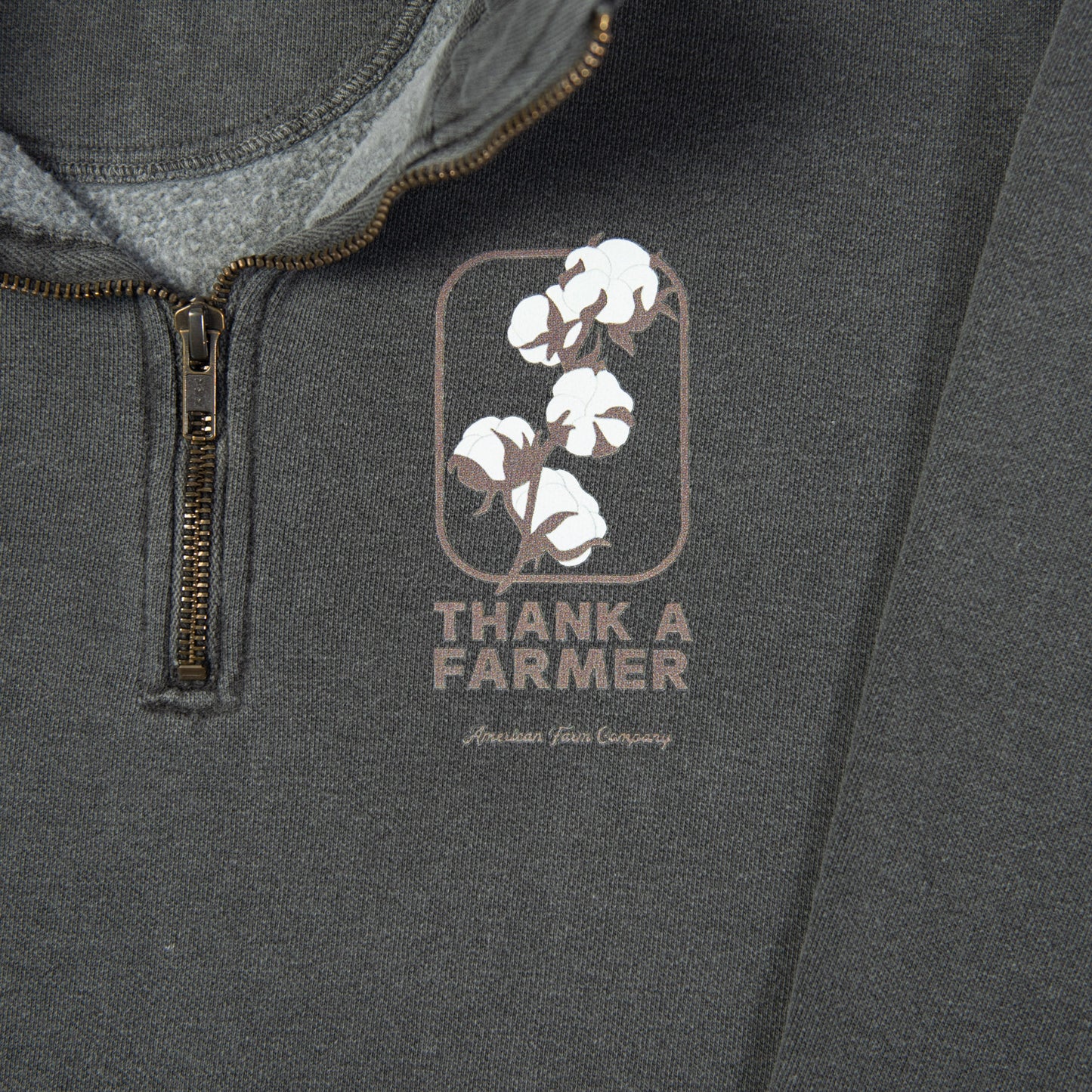 Cotton 'Thank A Farmer' Charcoal 1/4 Zip - American Farm Company