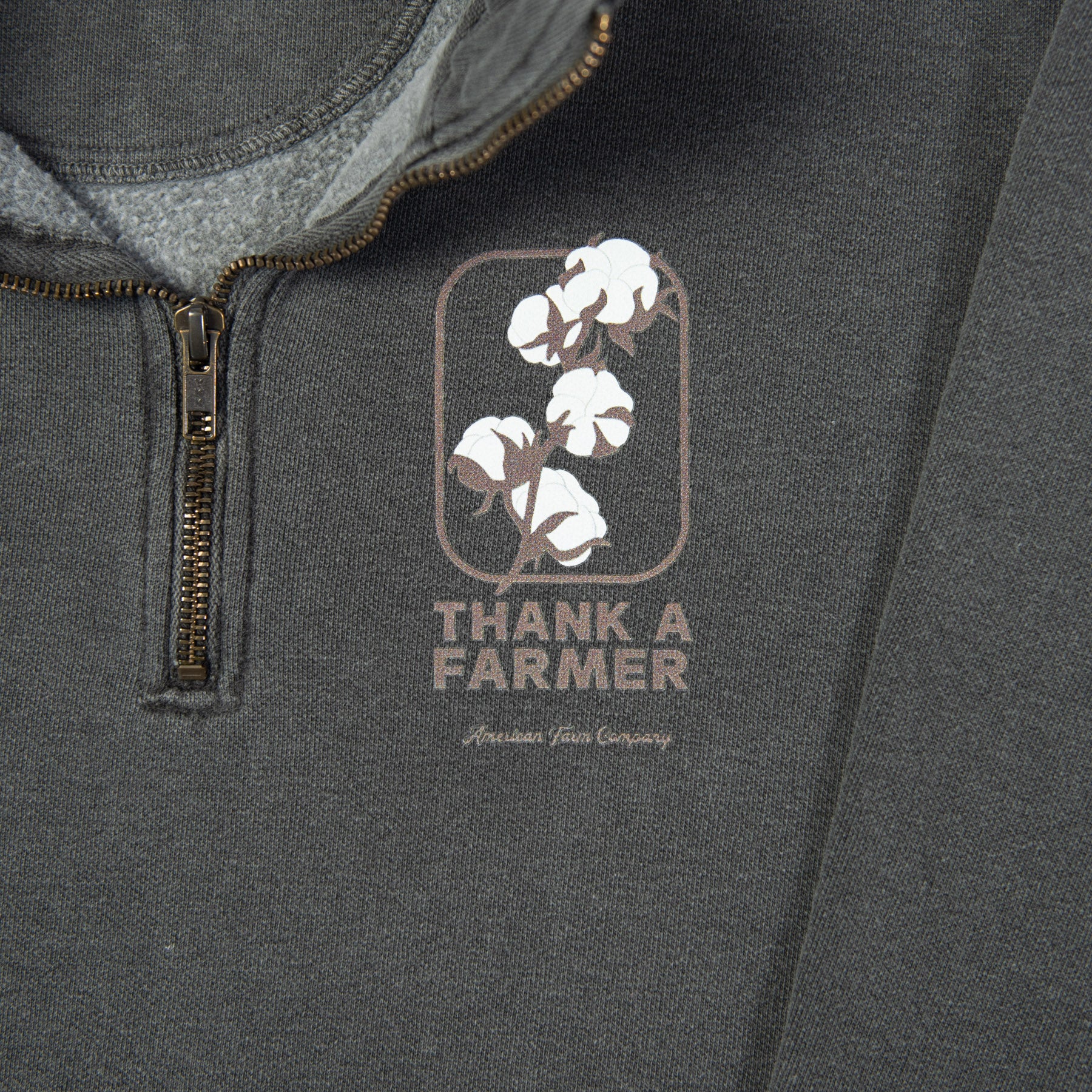 Cotton 'Thank A Farmer' Charcoal 1/4 Zip - American Farm Company