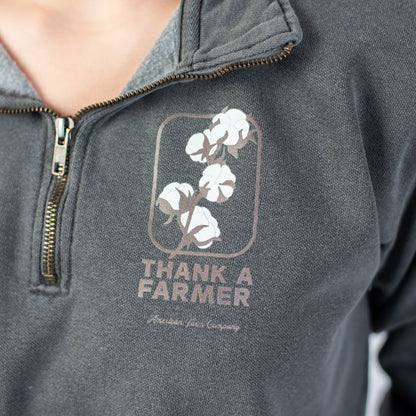 Cotton 'Thank A Farmer' Charcoal 1/4 Zip - American Farm Company