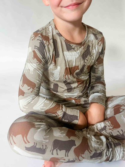 Cow Camo Toddler/Youth Bamboo Pajamas - (PREORDER 10/25) - American Farm Company