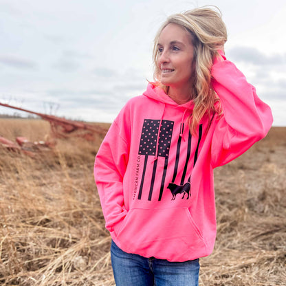 Cow Flag Neon Pink Hoodie