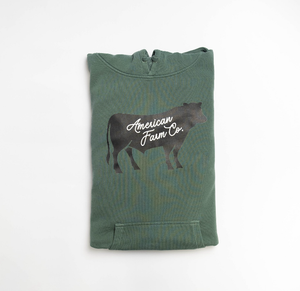 'American Farm Co' Black Cow Green Hoodie