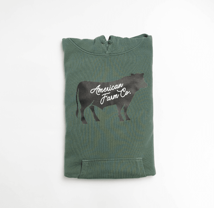 American Farm Co Black Cow Green Hoodie - American Farm Company