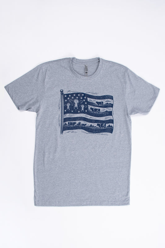 Cow Flag New Gray Tee