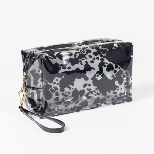 Cow Print Clear Cosmetic Bag - Small