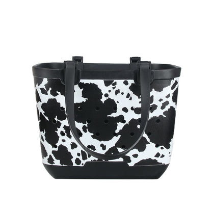 *PREORDER* Cow Print Rubber Tote Bag - Small